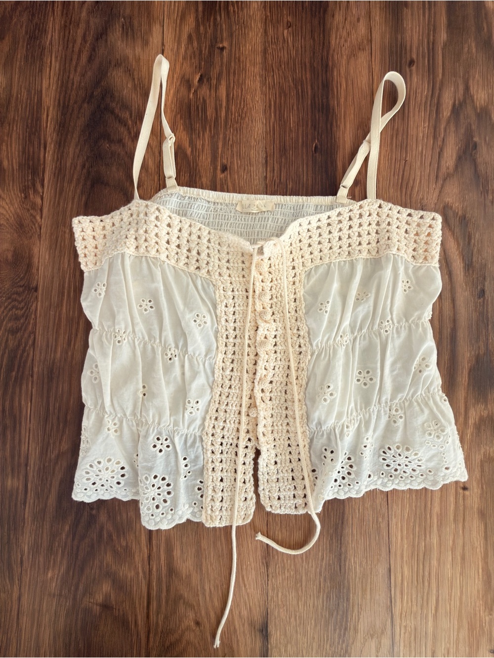 ILLA ILLA Cream Eyelet & Crochet Trim Cami